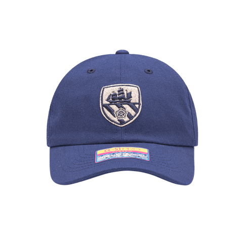 Manchester City Swatch Classic Adjustable in unstructured low crown, curved peak brim, and adjustable flip buckle closure, in Navy